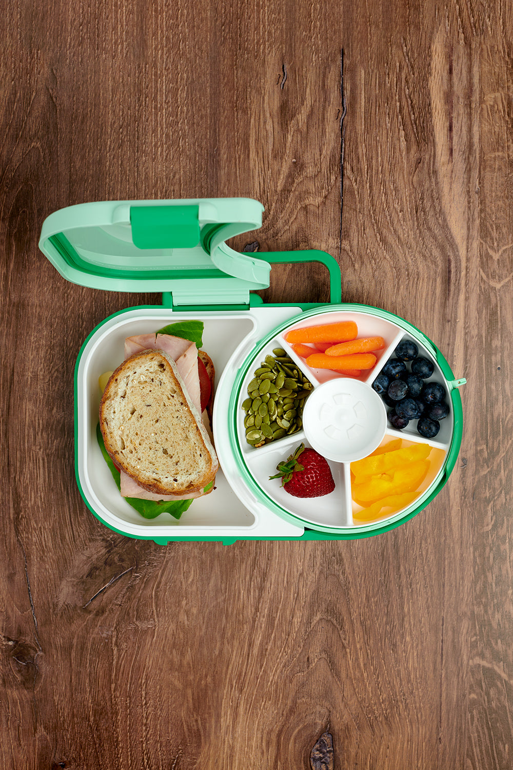 Gobe large snack and meal spinner lunch box - Sage Green
