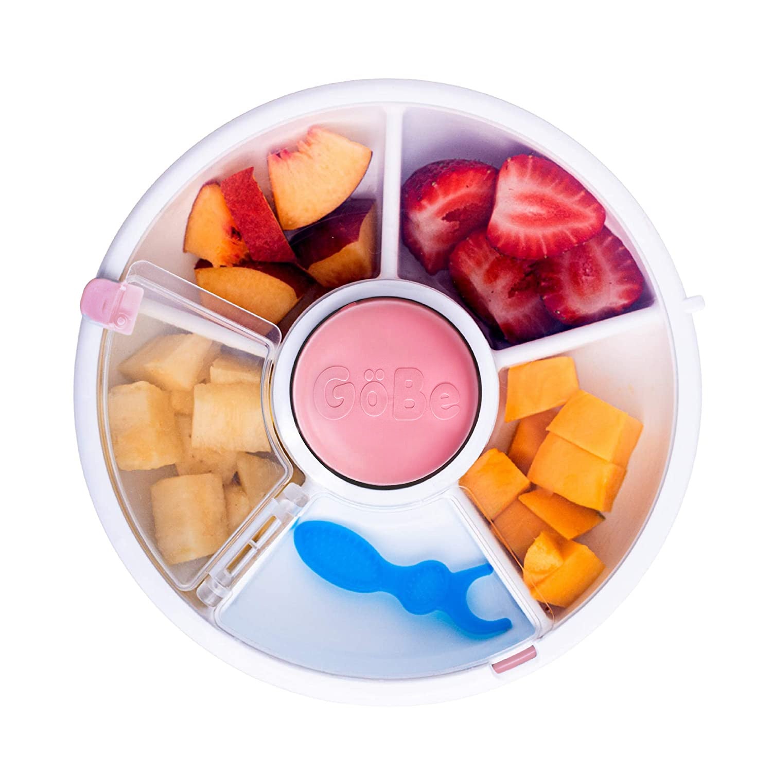 Gobe snack and meal spinner plate - Coral Pink - Small
