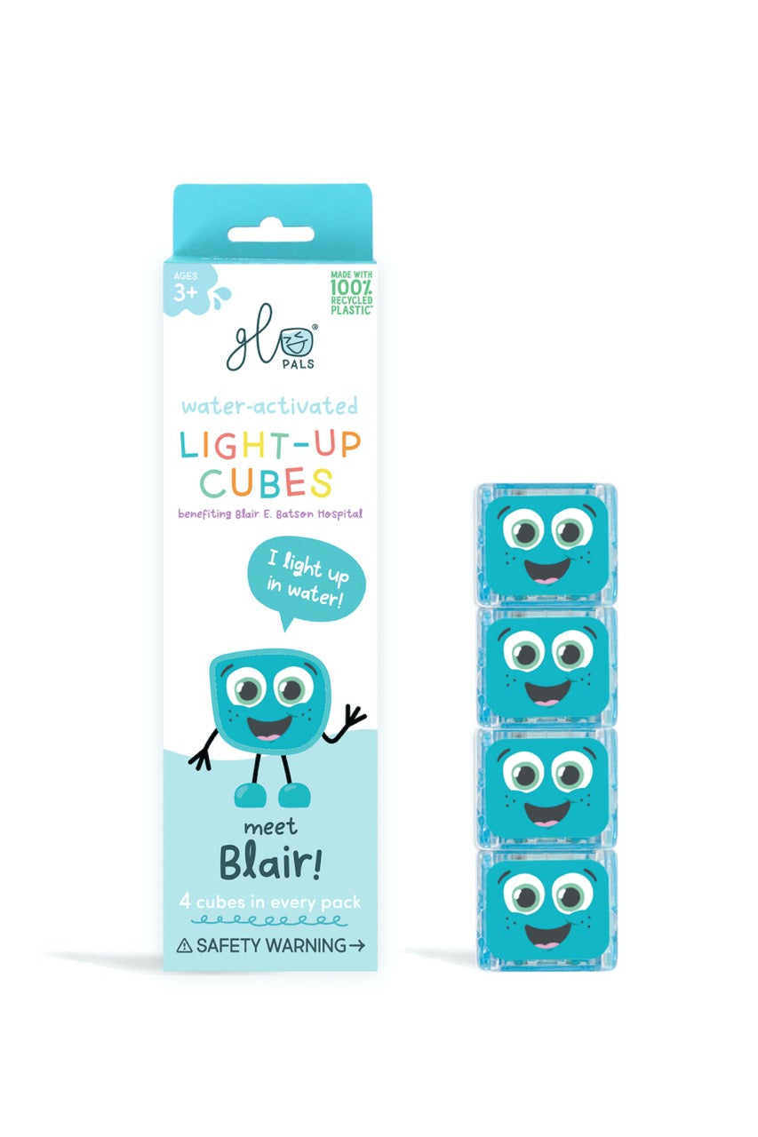 Glo Pals - Light Up Cubes Bath Toys - Blair - Blue - 4pcs