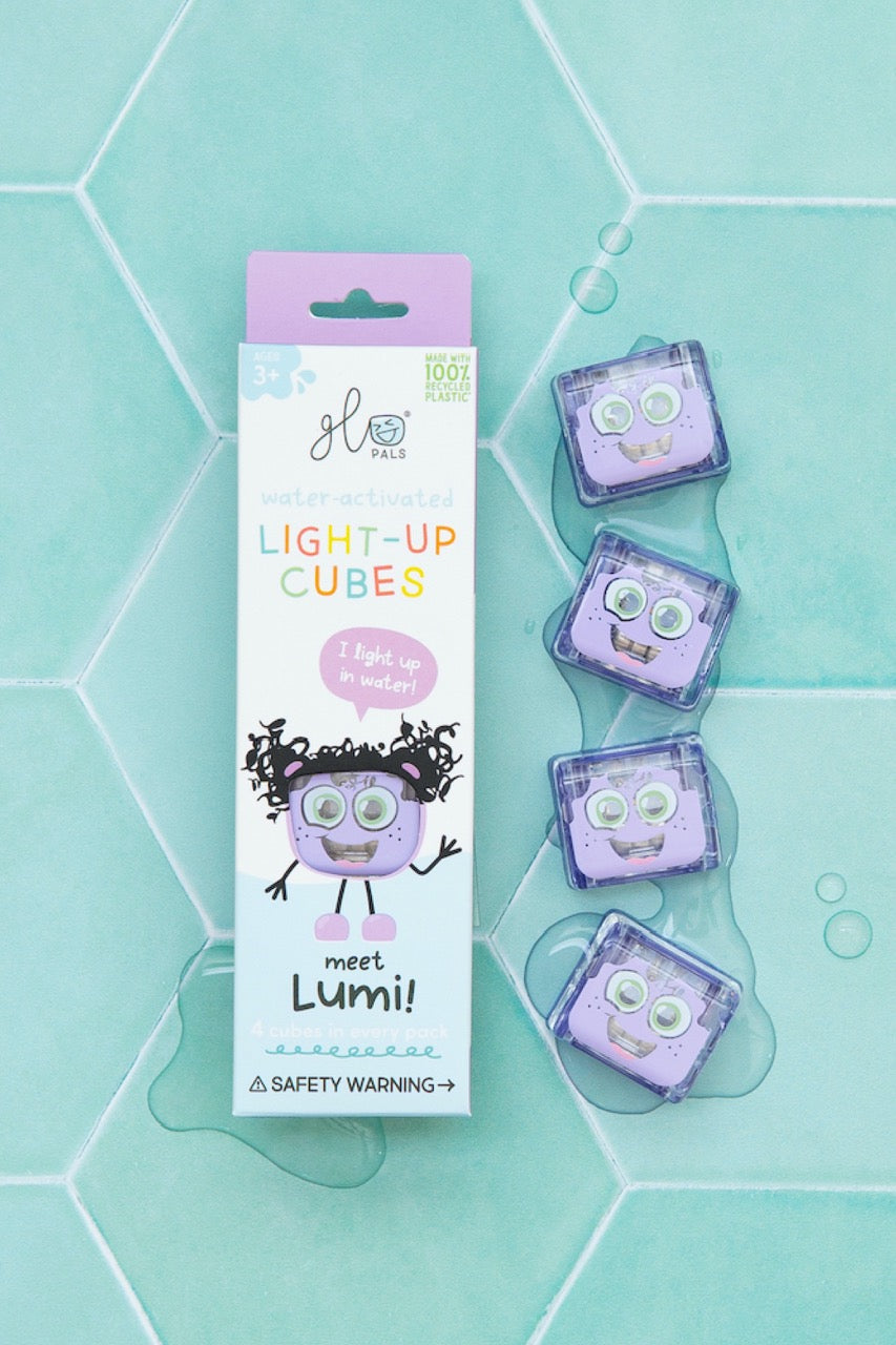 Glo Pals - Light Up Cubes Bath Toys - Lumi - Purple - 4pcs