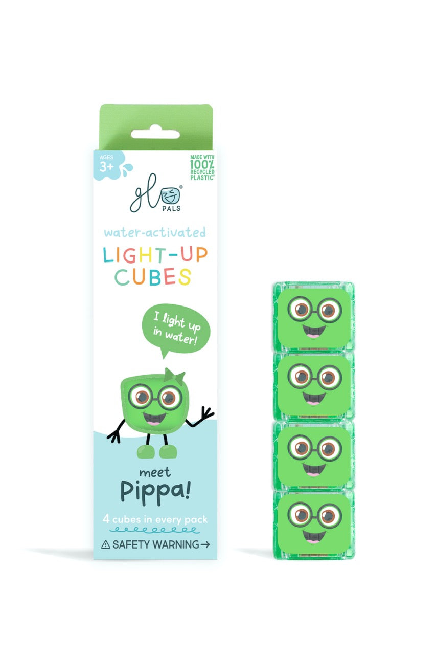 Glo Pals - Light Up Cubes Bath Toys - Pippa - Green - 4pcs