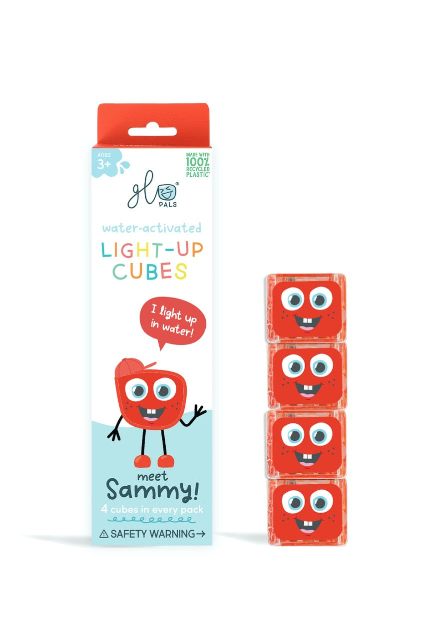 Glo Pals - Light Up Cubes Bath Toys - Sammy - Red - 4pcs