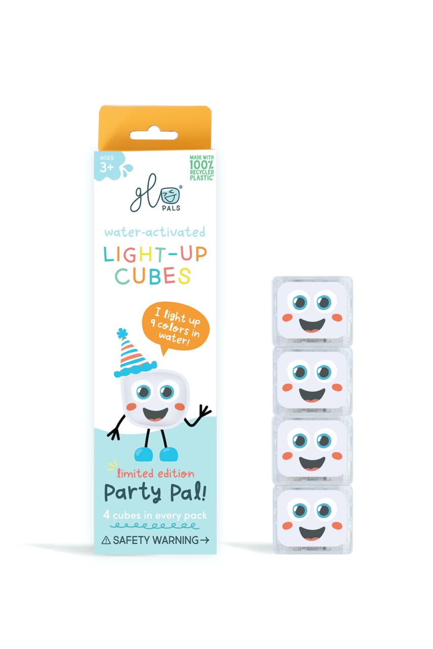 Glo Pals - Light Up Cubes Bath Toys - Party Pal - White - 4pcs