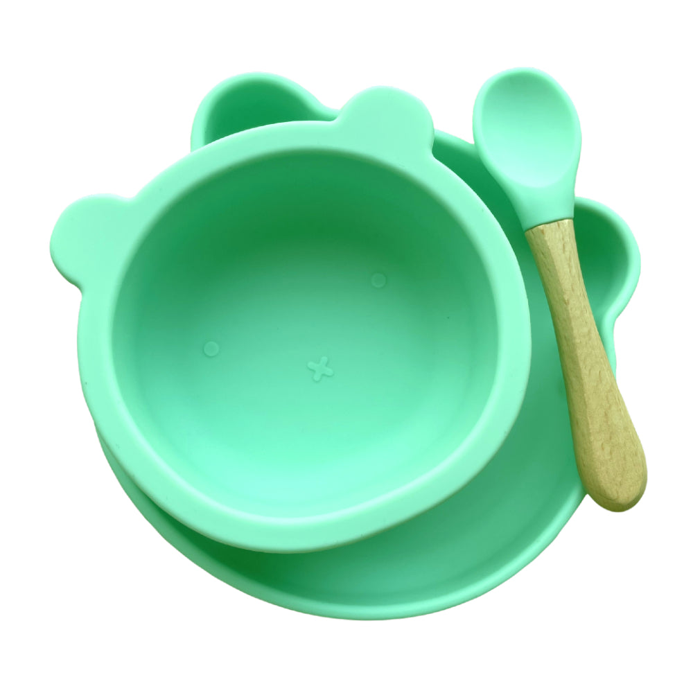 Baby feeding set of bowl, plate and spoon