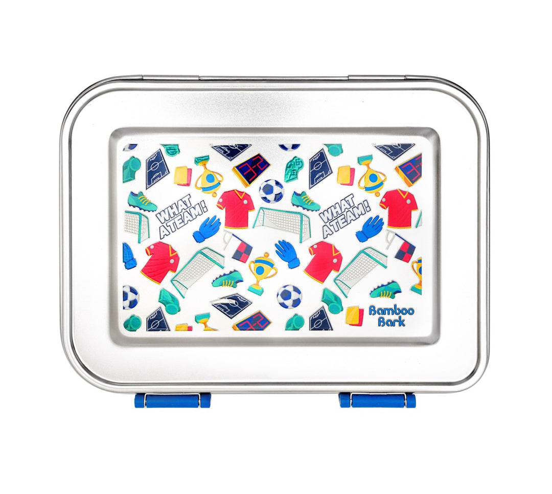 Bamboo Bark stainless steel lunchbox football boys print