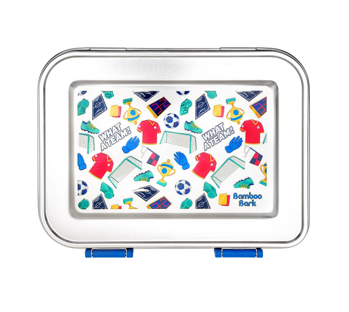 Bamboo Bark stainless steel lunchbox football boys print
