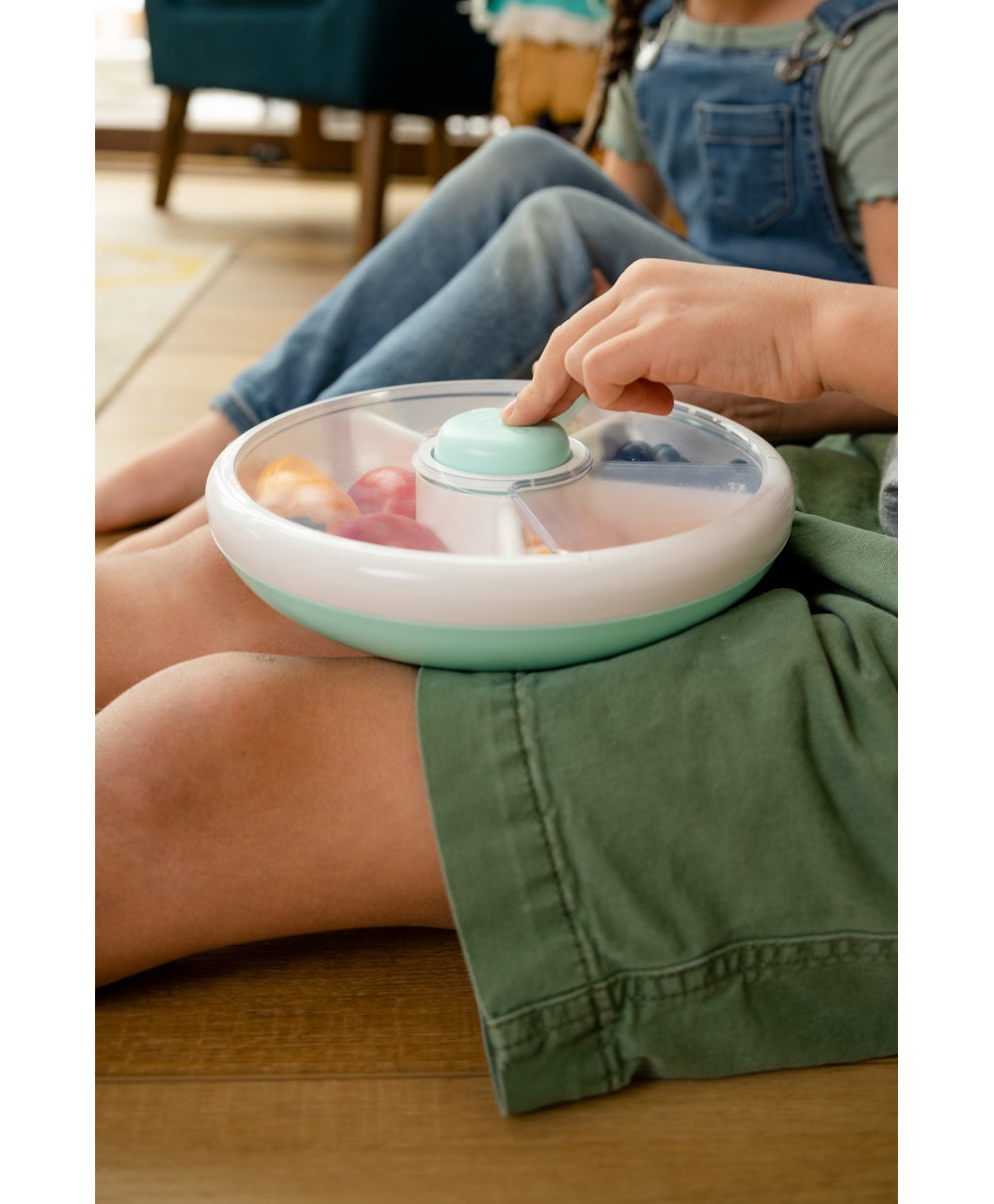 Large Macaron Blue Meal Spinner Plate
