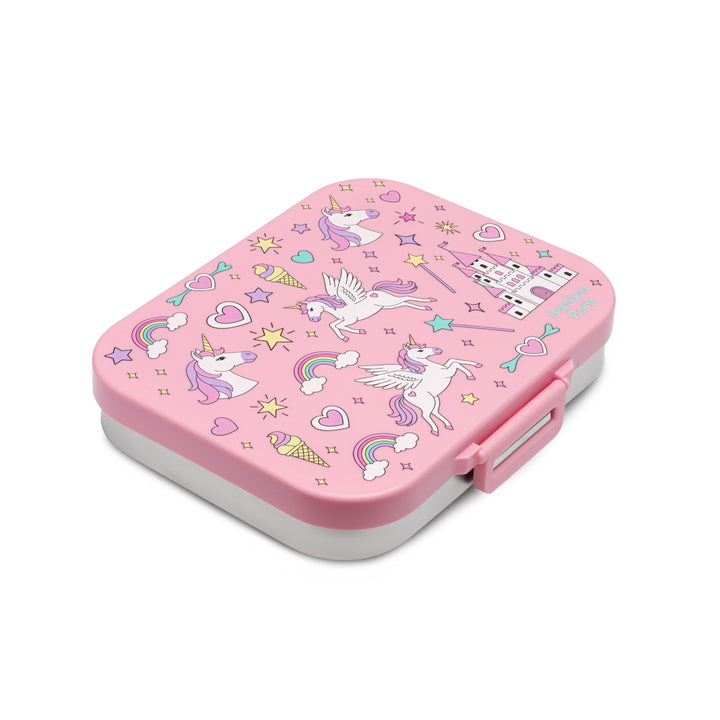 Bamboo Bark stainless steel lunchbox with PP lid unicorn girls print