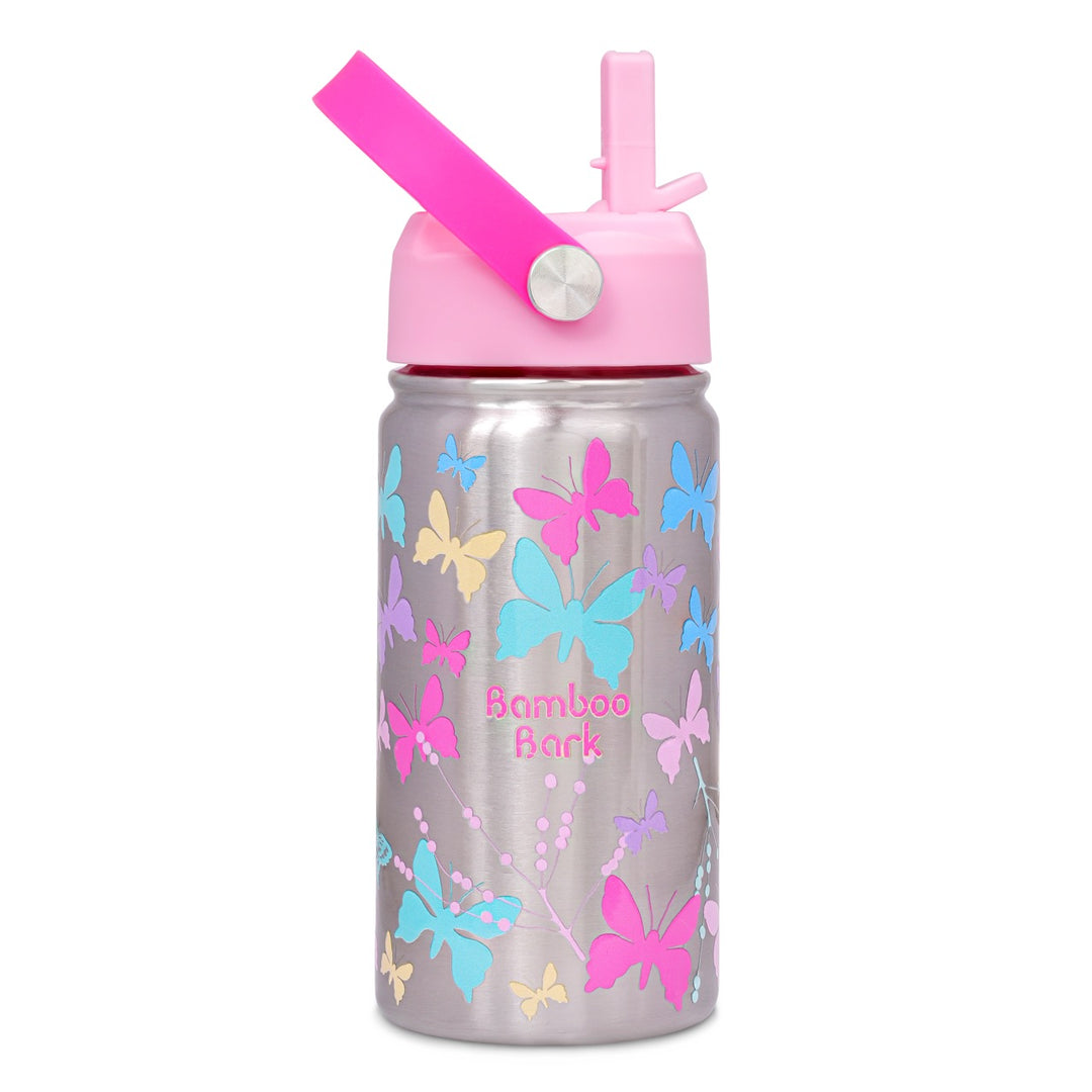 Bamboo Bark girls stainless steel Water Bottle butterfly 350 ml