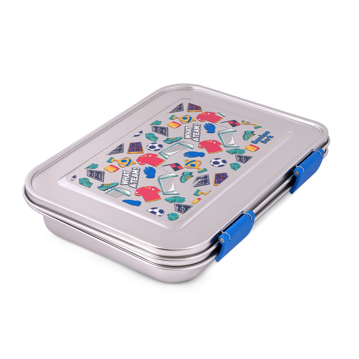 Bamboo Bark stainless steel lunchbox football boys print