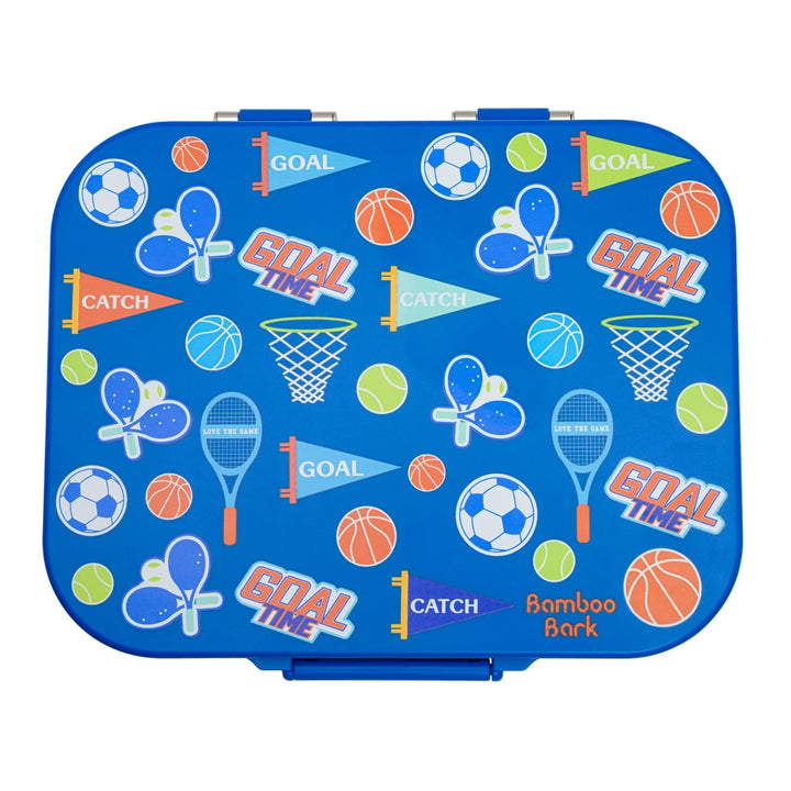 Bamboo Bark stainless steel lunchbox with PP lid Sports boys print