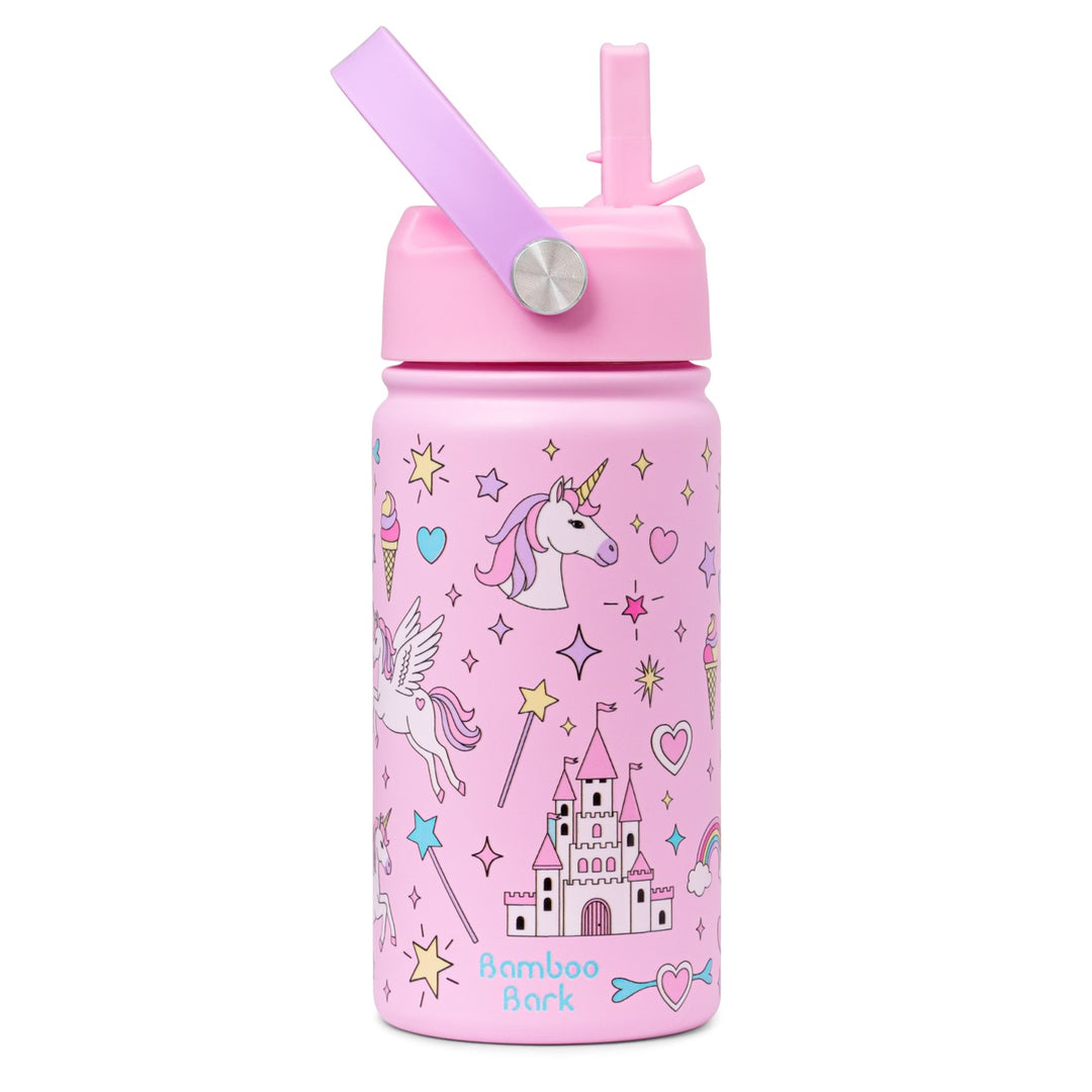 Bamboo Bark girls stainless steel Water Bottle unicorn 350 ml