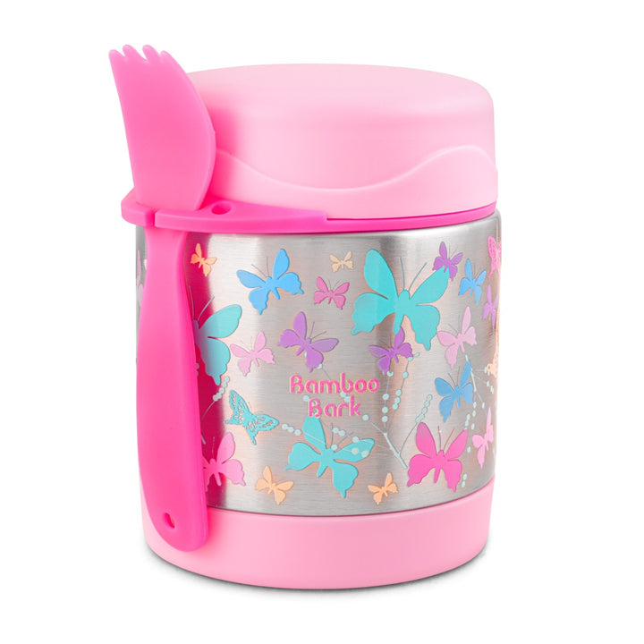Bamboo Bark - stainless steel insulated food jar - butterfly pink - 350 ml