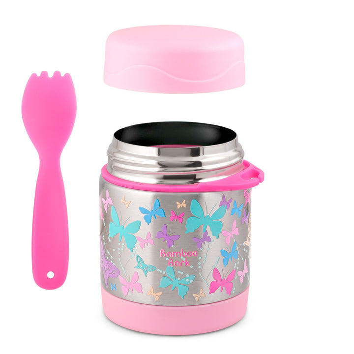Bamboo Bark - stainless steel insulated food jar - butterfly pink - 350 ml