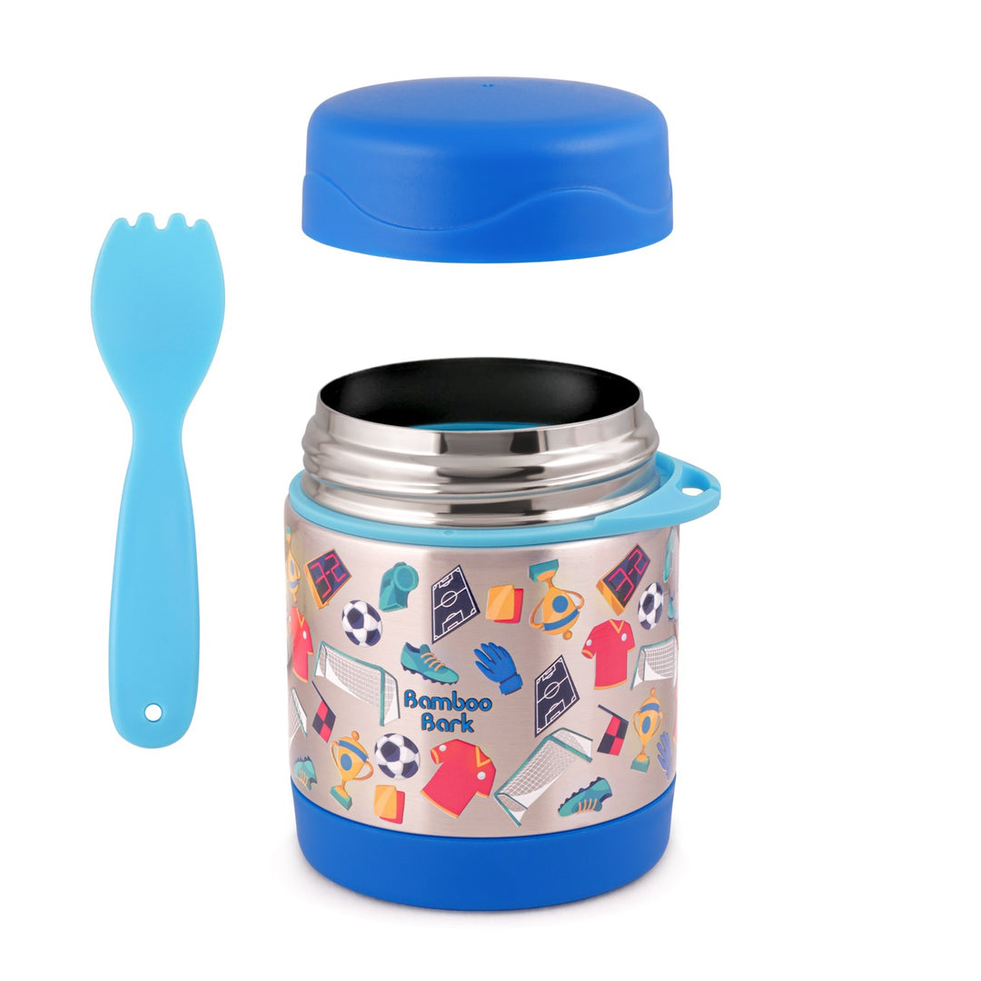 Bamboo Bark - stainless steel insulated food jar - football blue - 350 ml