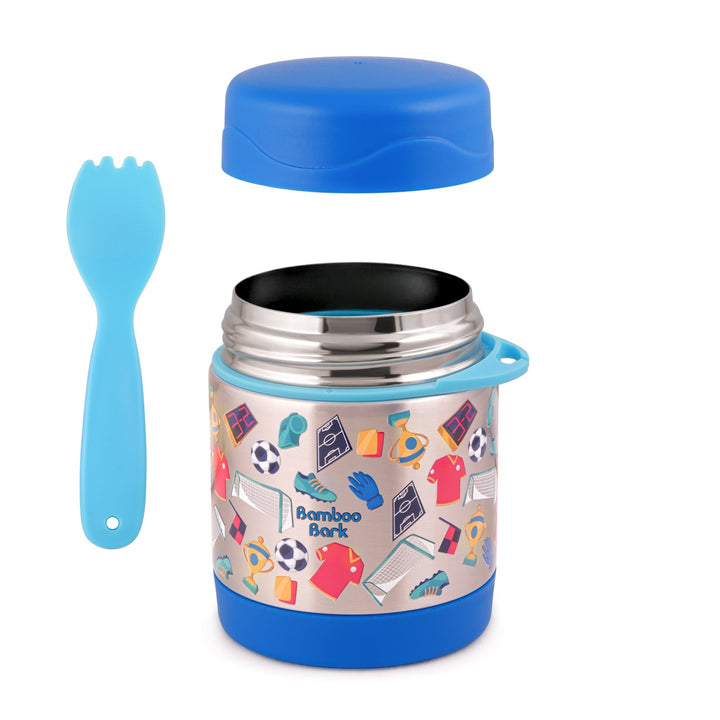 Bamboo Bark - stainless steel insulated food jar - football blue - 350 ml