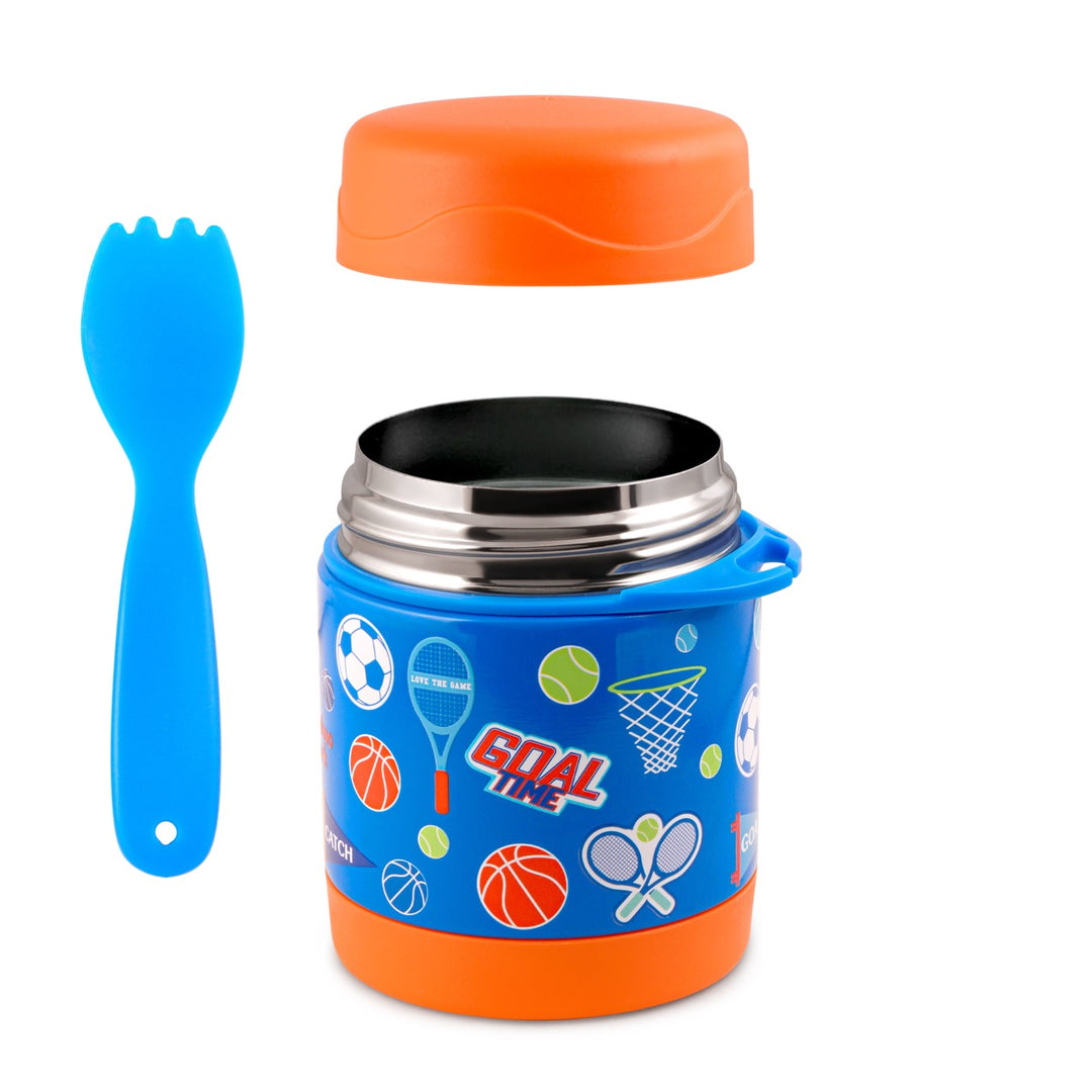 Bamboo Bark - stainless steel insulated food jar - sports football blue - 350 ml