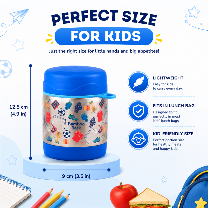 Bamboo Bark - stainless steel insulated food jar - football blue - 350 ml