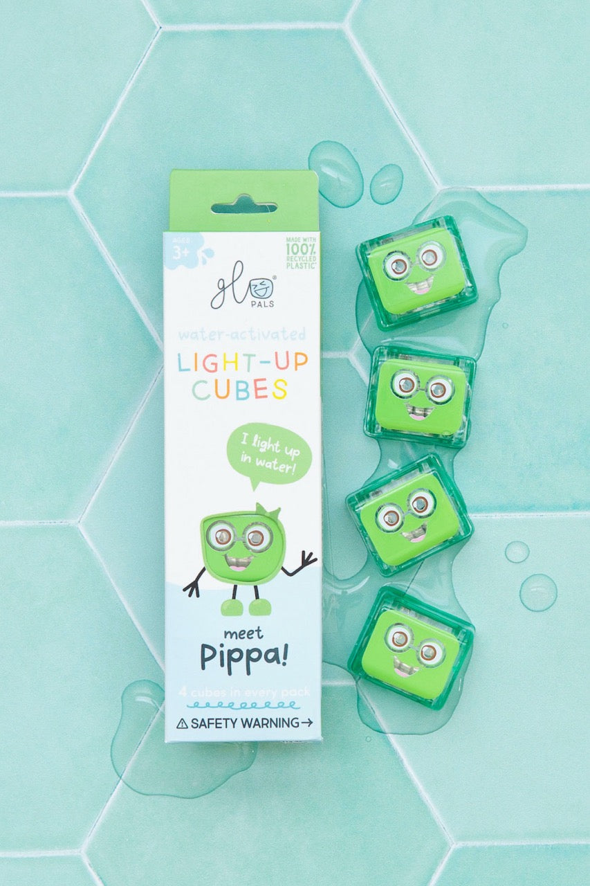 Light Up Cubes Bath Toys - Pippa - Green - 4pcs