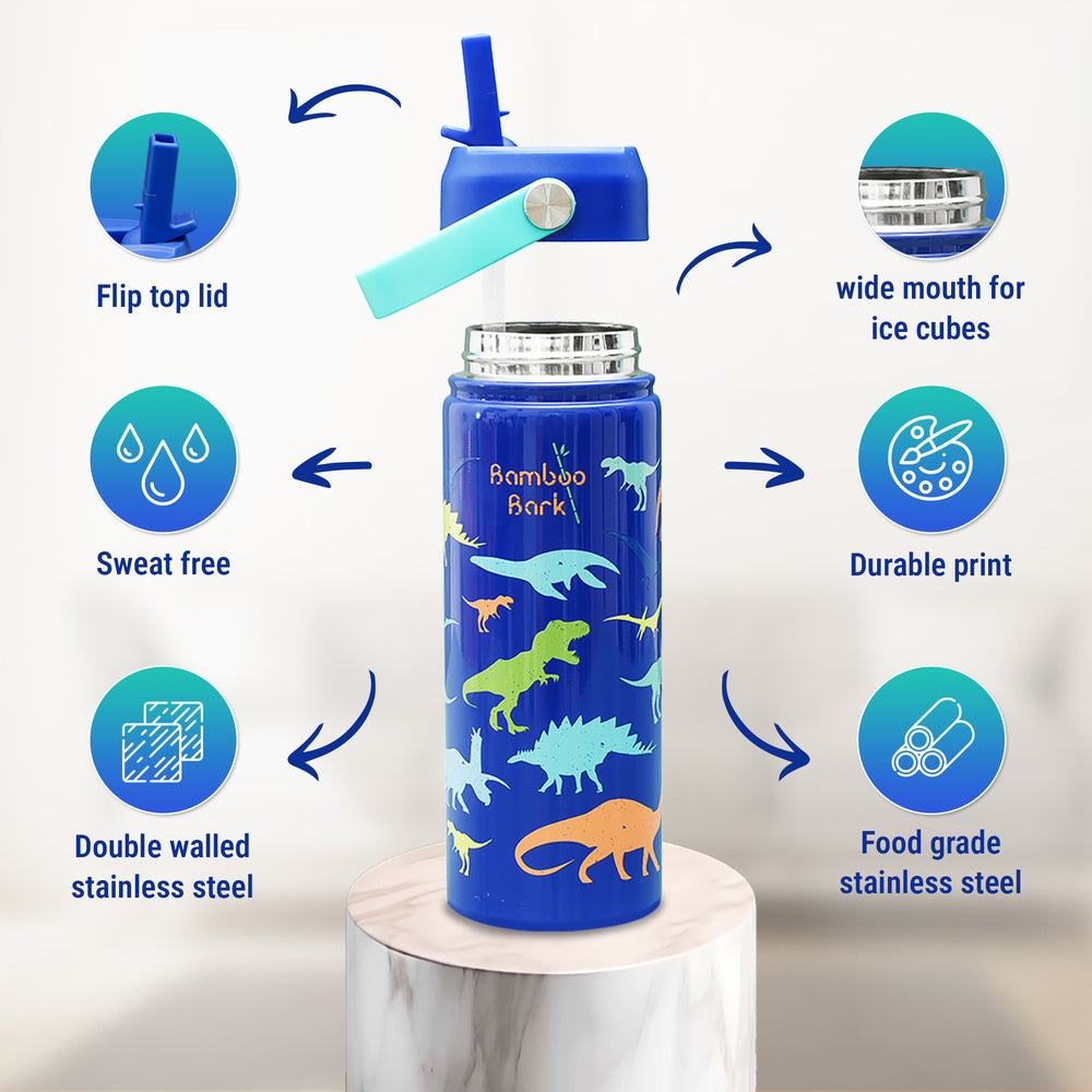 Bamboo Bark Insulated Water Bottle for Kids