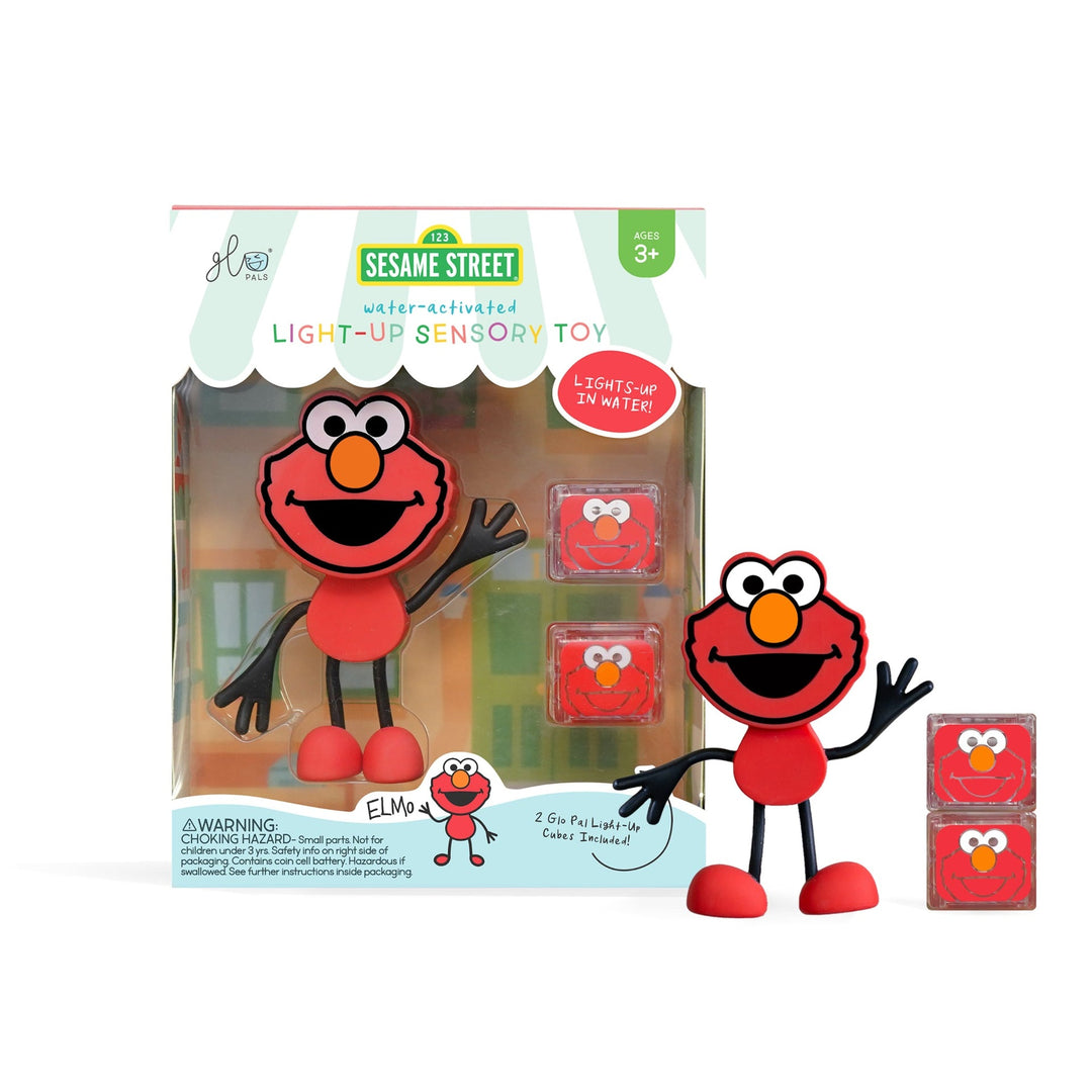 Glo Pals Sesame Street Light-Up ELMO Character With Two Cubes, Colorful Glow , Safe Water Play, Sesame Street Characters