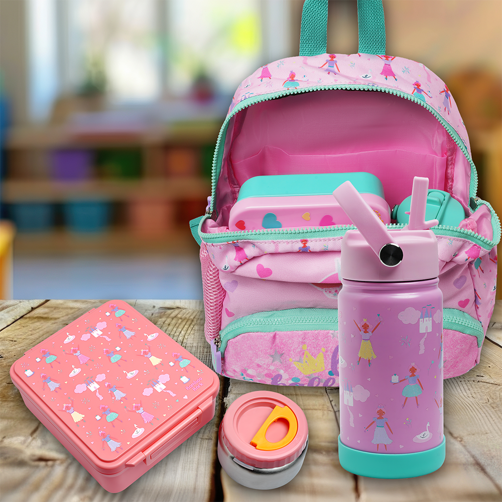 Little Ballerina-Castle Kids Lunch Box – Insulated Lunch Bag for Childrens, Cute Fairy Tale Castle Design, Durable, Lightweight, Easy to Clean (Little Ballerina-Castle (Pink))
