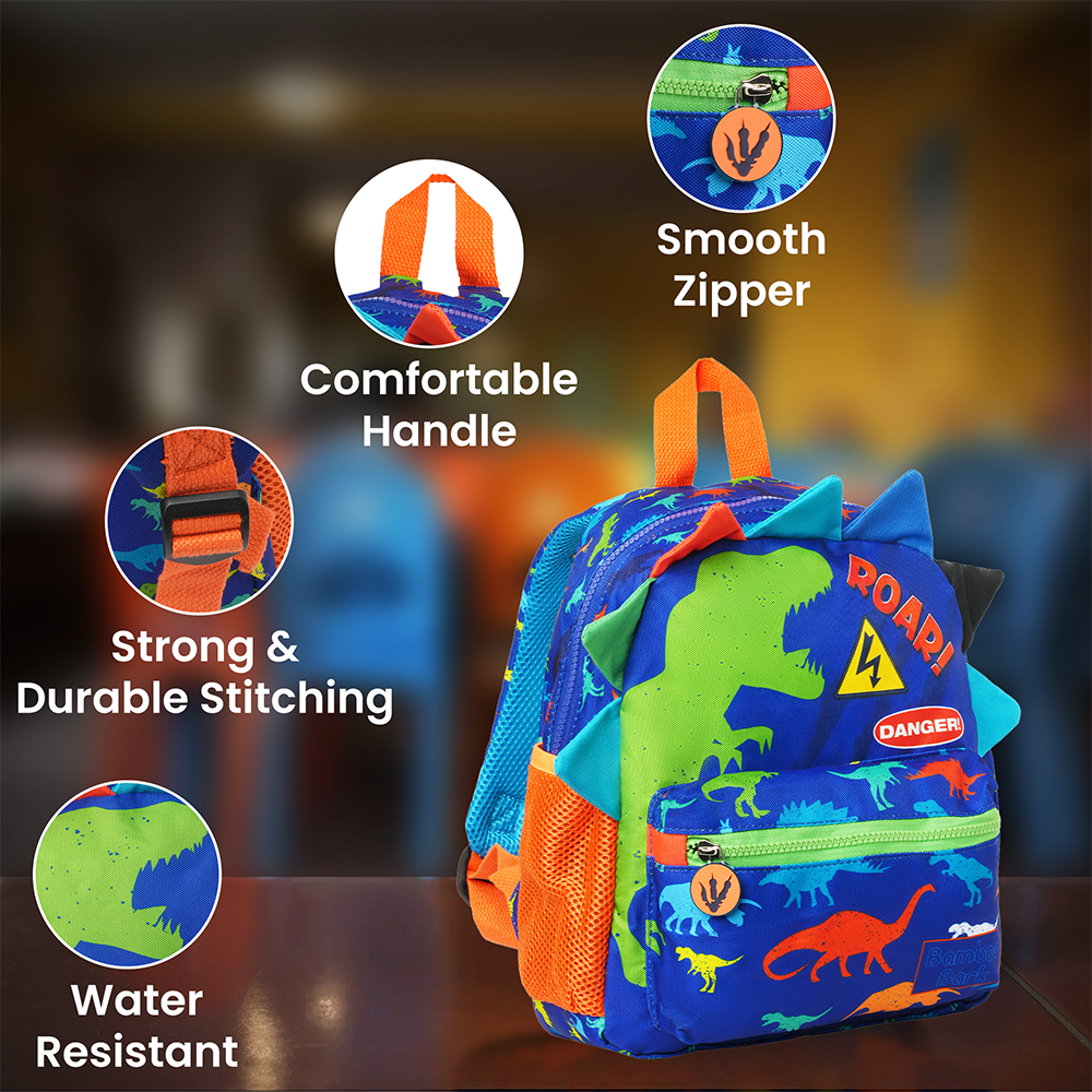 Dinosaur Kids Backpack with Adjustable Straps - Cute Dino School Bag for Boys & Girls, Lightweight, Durable, Ideal for Preschool, Kindergarten, Travel & Daycare (Multicolor)