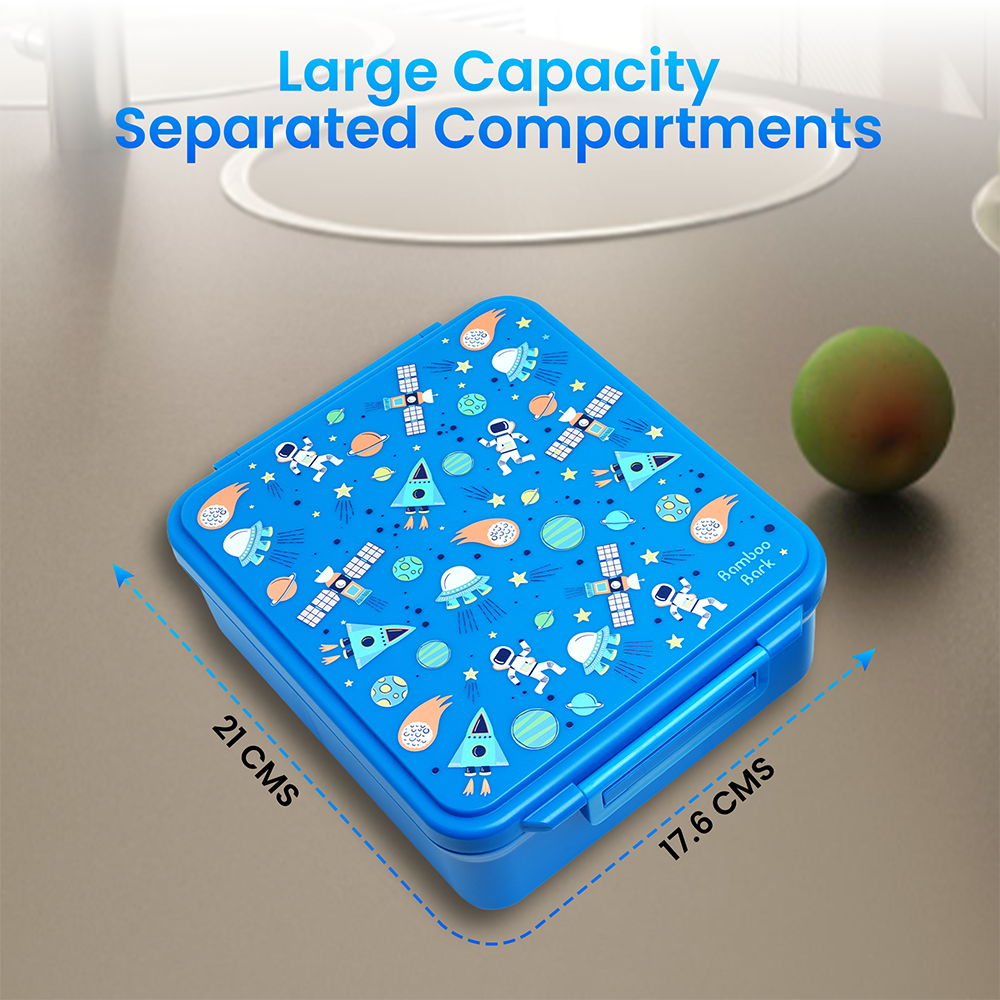 Astro-Space Dark Kids Lunch Box – Insulated Lunch Bag for Boys and Girls, Durable and Lightweight, Space Rocket & Planet Design, Perfect for School, Daycare, Travel, and Picnics (Astro-Space Dark (Blue))