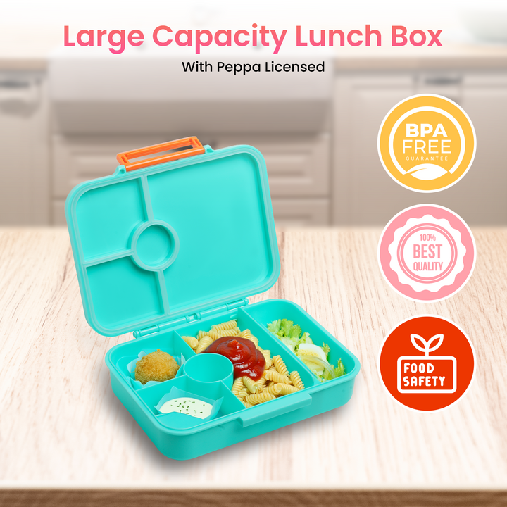 Peppa/George Pig Kids Lunch Box – Insulated Lunch Box for Boys, Durable and Lightweight, Cute Dinosaur Design, Easy to Clean, Perfect for School, Daycare, Travel, and Picnics (George Pig Light (Blue))