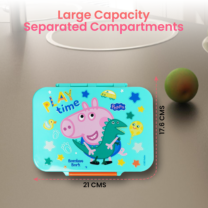 Peppa/George Pig Kids Lunch Box – Insulated Lunch Box for Boys, Durable and Lightweight, Cute Dinosaur Design, Easy to Clean, Perfect for School, Daycare, Travel, and Picnics (George Pig Light (Blue))