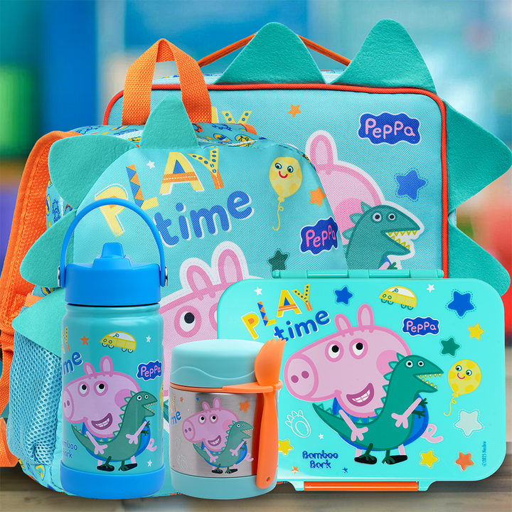 Peppa/George Pig Insulated Lunch Bag - Large Food Storage Tote with Adjustable Shoulder Strap, Portable Cooler Bag, Insulated Lunch Bag for Work (George Pig (Blue))