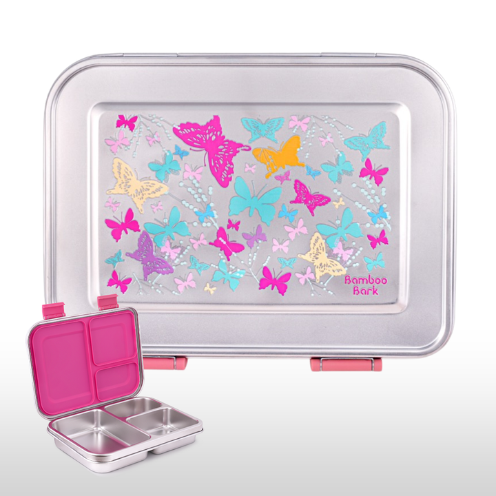 Bamboo Bark stainless steel lunchbox butterfly girls print