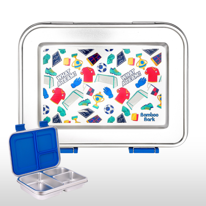 Bamboo Bark stainless steel lunchbox football boys print