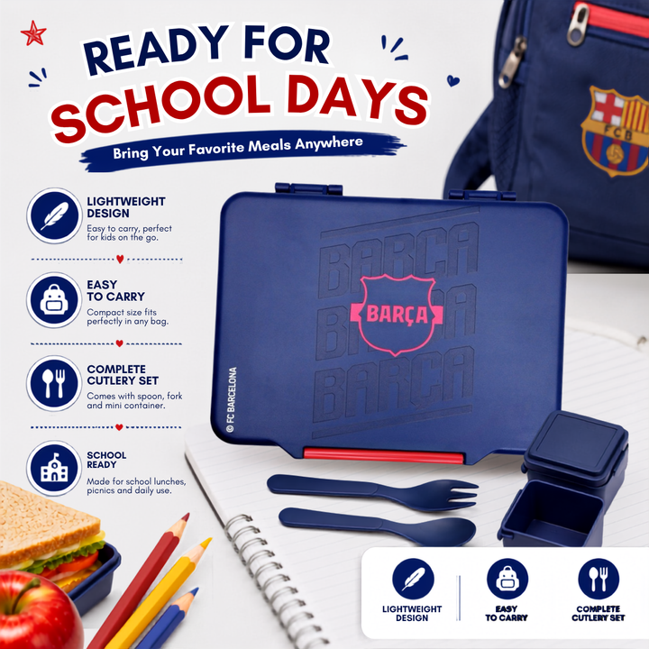 Bamboo Bark FC Barcelona lunchbox 5 compartments BARCA boys football