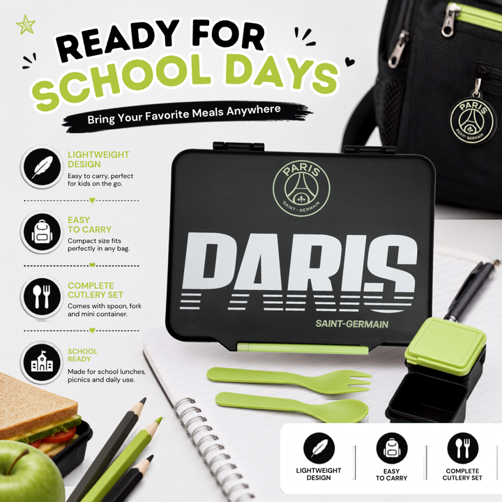 Bamboo Bark PSG lunchbox 5 compartments Paris Saint Germain boys football