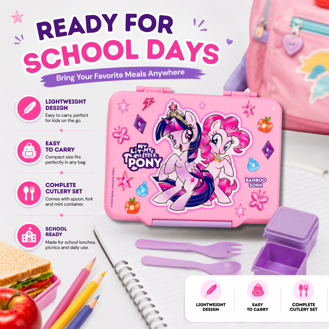 Bamboo Bark My Little Pony lunchbox 5 compartments girls unicorn pink