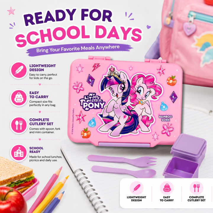 Bamboo Bark My Little Pony lunchbox 5 compartments girls unicorn pink