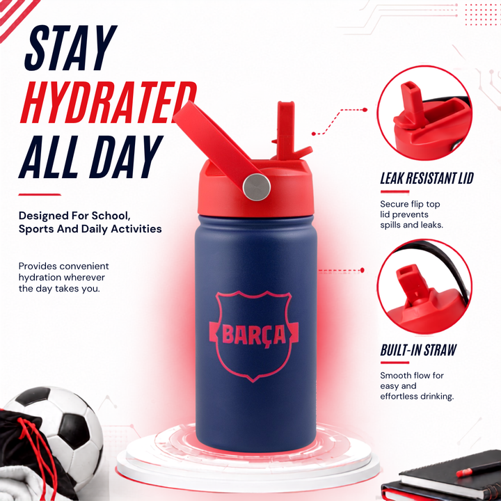 FC Barcelona boys stainless steel Water Bottle BARCA football 350 ml