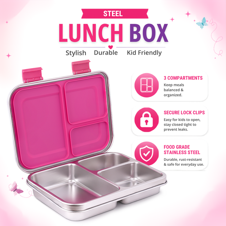 Bamboo Bark stainless steel lunchbox butterfly girls print