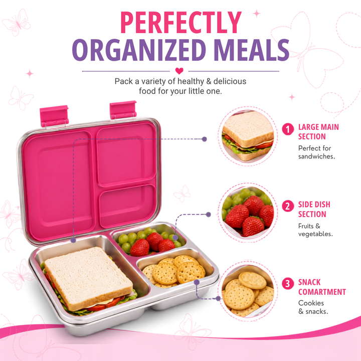 Bamboo Bark stainless steel lunchbox butterfly girls print